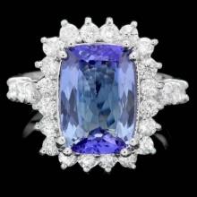 14K White Gold 4.10ct Tanzanite and 1.04ct Diamond Ring