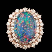 14K Rose Gold 6.07ct Opal and 1.98ct Diamond Ring