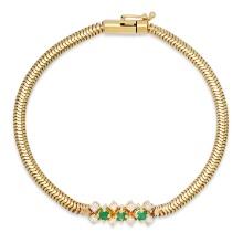 14K Yellow Gold Setting with 0.25ct Emerald and 0.20ct Diamond Estate" Bracelet"