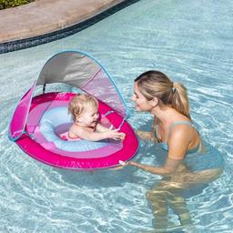 SwimWays Baby Spring Float Sun Canopy Inflatable Pool Float for Baby Girls, Pink, Retail $25.00
