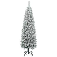 First Traditions 6 Ft. Acacia Pencil Slim Flocked Artificial Christmas Tree, Retail $125.00