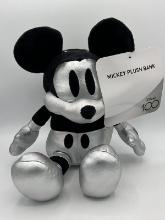 Disney 100 Years Mickey Mouse Plush Bank, Silver-Tone