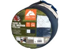 Ozark Trail XL Deluxe 40-Degree Warm Weather Rectangular Adult Sleeping Bag, Navy Blue, 80"x36"