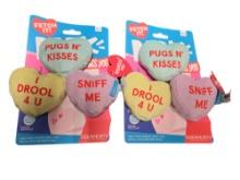 Fetch It! Pugs N' Kisses Squeakhearts Dog Toys,  XS-S