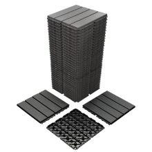 36 sq. ft Plastic Interlocking Deck Tiles, 36 Pack, 12"x12" Waterproof, Dark Grey, Retail $110.00