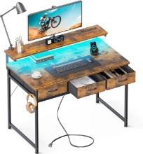 ODK 40 Inch Small Computer Desk with 3 Drawers and USB Power Outlets, Retail $150.00