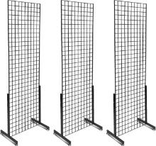 Zonon 2 x 6ft Standing Gridwall Panel with T Legs, Metal Wire, (Black,3 Set), Retail $150.00