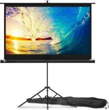 Projector Screen w/ Stand, 60 inch, 16:9 HD, w/Carry Bag & Tight Straps, Retail $130.00