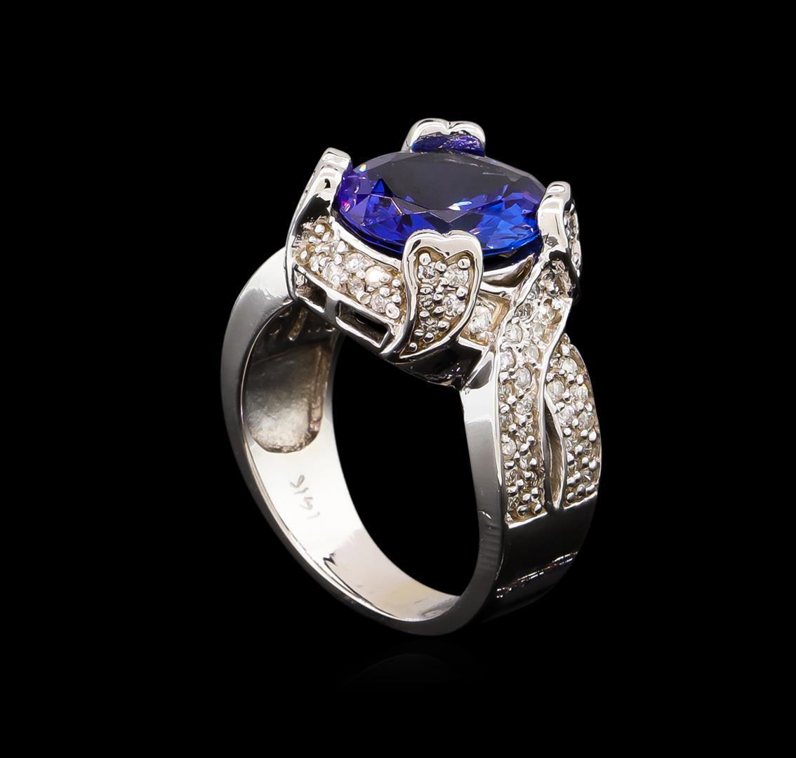 4.20 ctw Tanzanite and Diamond Ring - 14KT White Gold