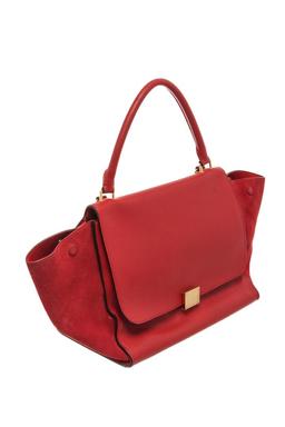 Celine Red Leather Medium Trapeze Shoulder Bag