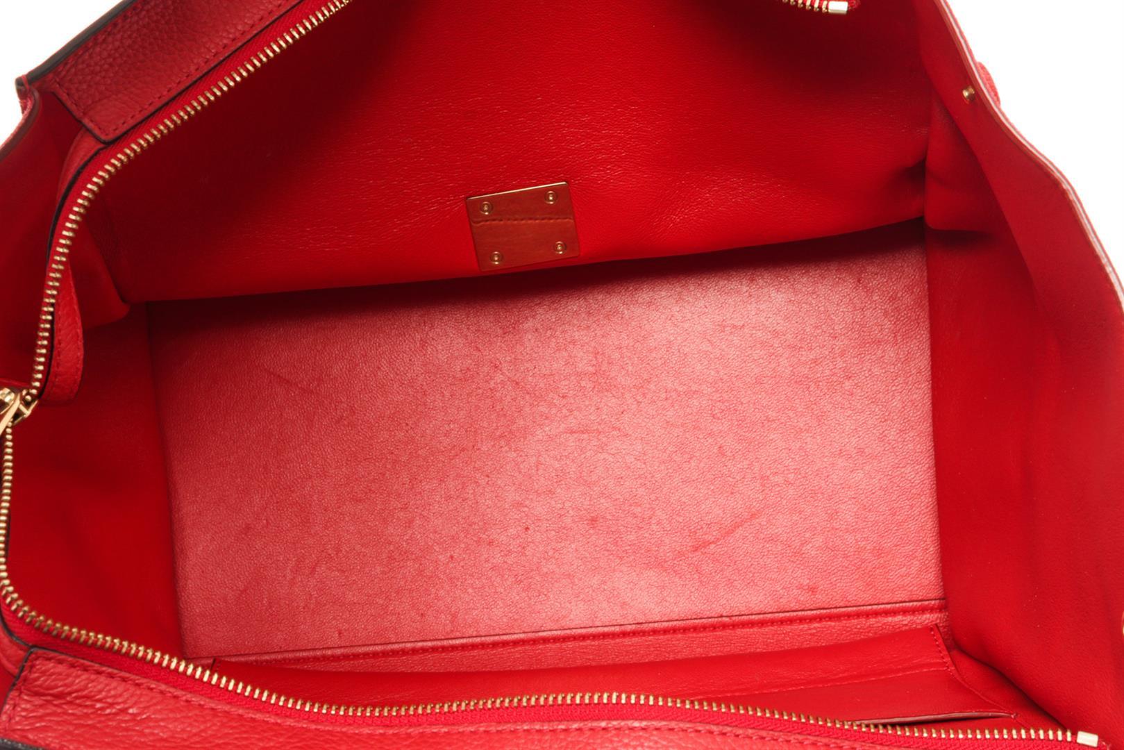 Celine Red Leather Medium Trapeze Shoulder Bag