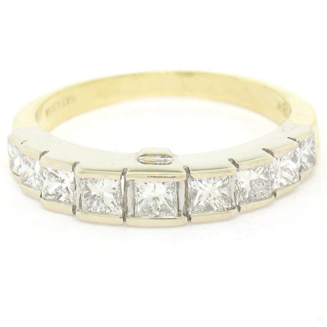 18K TT Gold 2.21 ctw EGL Cert. Princess Cut Diamond Engagement & Wedding Ring Se