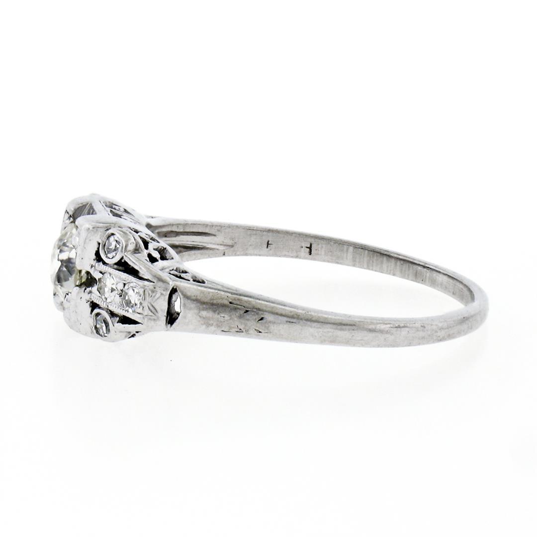 Art Deco Platinum 0.50 ctw Old European Diamond Engagement Ring