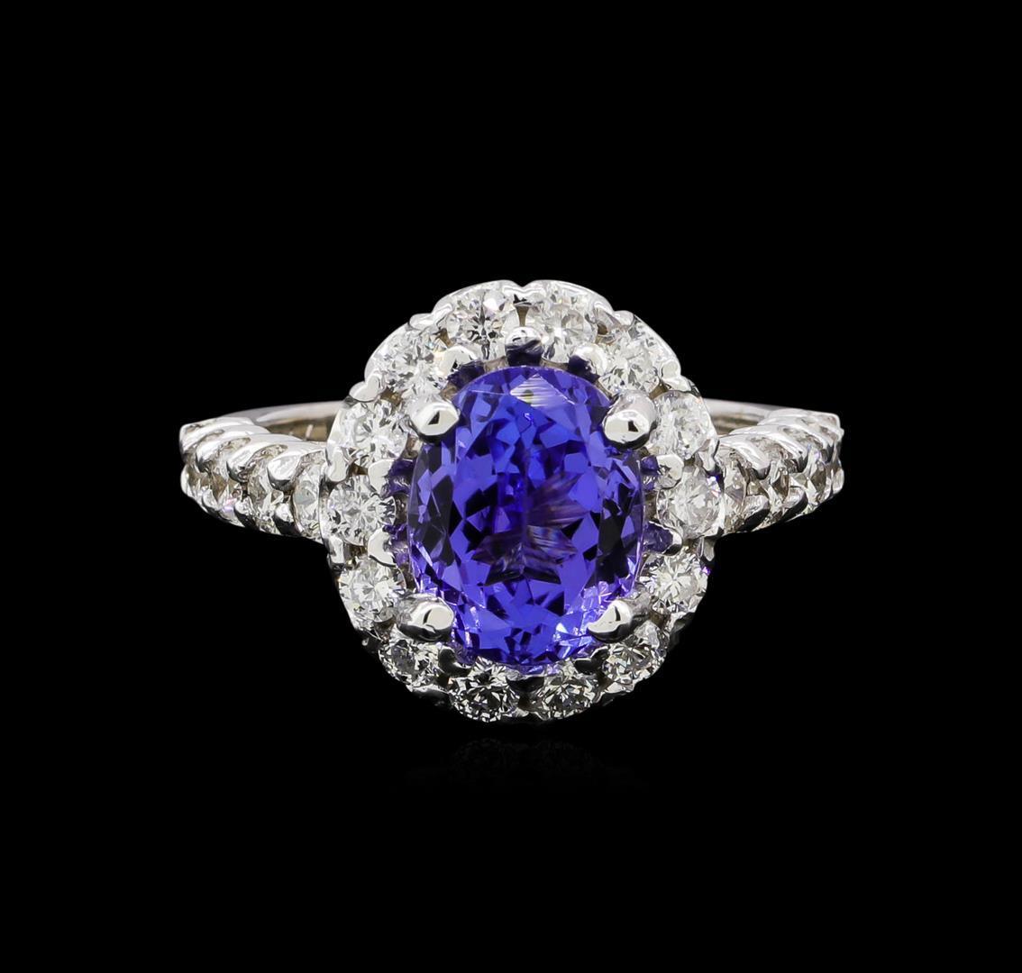 3.48 ctw Tanzanite and Diamond Ring - 14KT White Gold