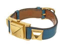 Hermes Blue gold-Plated and Leather Medor Quartz 20mm Watch