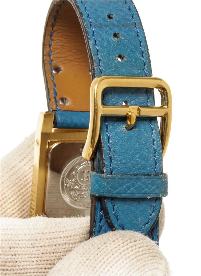 Hermes Blue gold-Plated and Leather Medor Quartz 20mm Watch