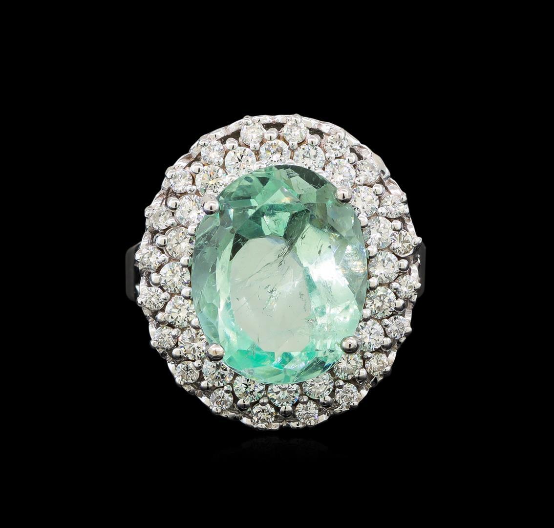 GIA Cert 9.25 ctw Emerald and Diamond Ring - 14KT White Gold
