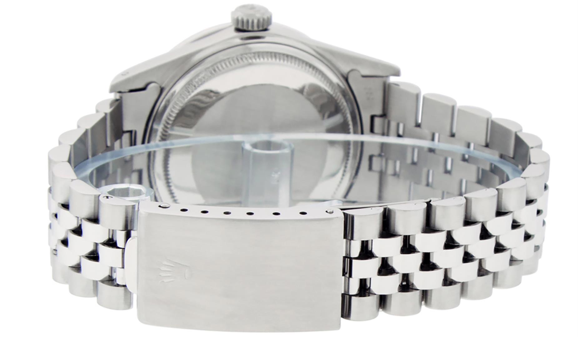 Rolex Mens Stainless Steel Silver Index Diamond & Sapphire 36MM Datejust Wristwa