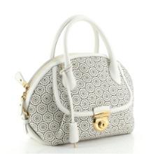 Salvatore Ferragamo Fiamma Satchel Laser Cut Leather Medium White