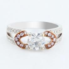 1.00 ctw CENTER Diamond 18K White and Rose Gold Ring (1.41 ctw Diamonds)