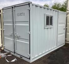 (Inv.27) NEW 1 Trip 12' Site Storage Steel Container Model 12HC With Side Door and Reinforced Window
