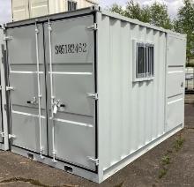 (Inv.98) NEW 1 Trip 12' Site Storage Steel Container Model 12HC With Side Door and Reinforced Window