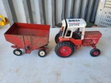 Metal IH Precision Toy Tractor with Red Metal Gravity Flow Trailer