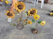 (2) 3 Sunflower Metal Yard Art