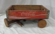 ANTIQUE COCA COLA WOODEN CRATE CART