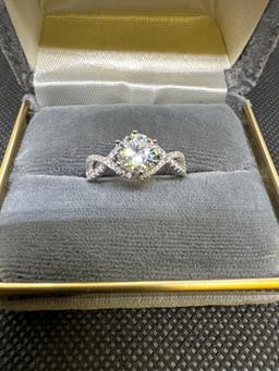 925 Silver Moissanite Diamond Ring With GRA Certificate 2.50 Grams Size 7