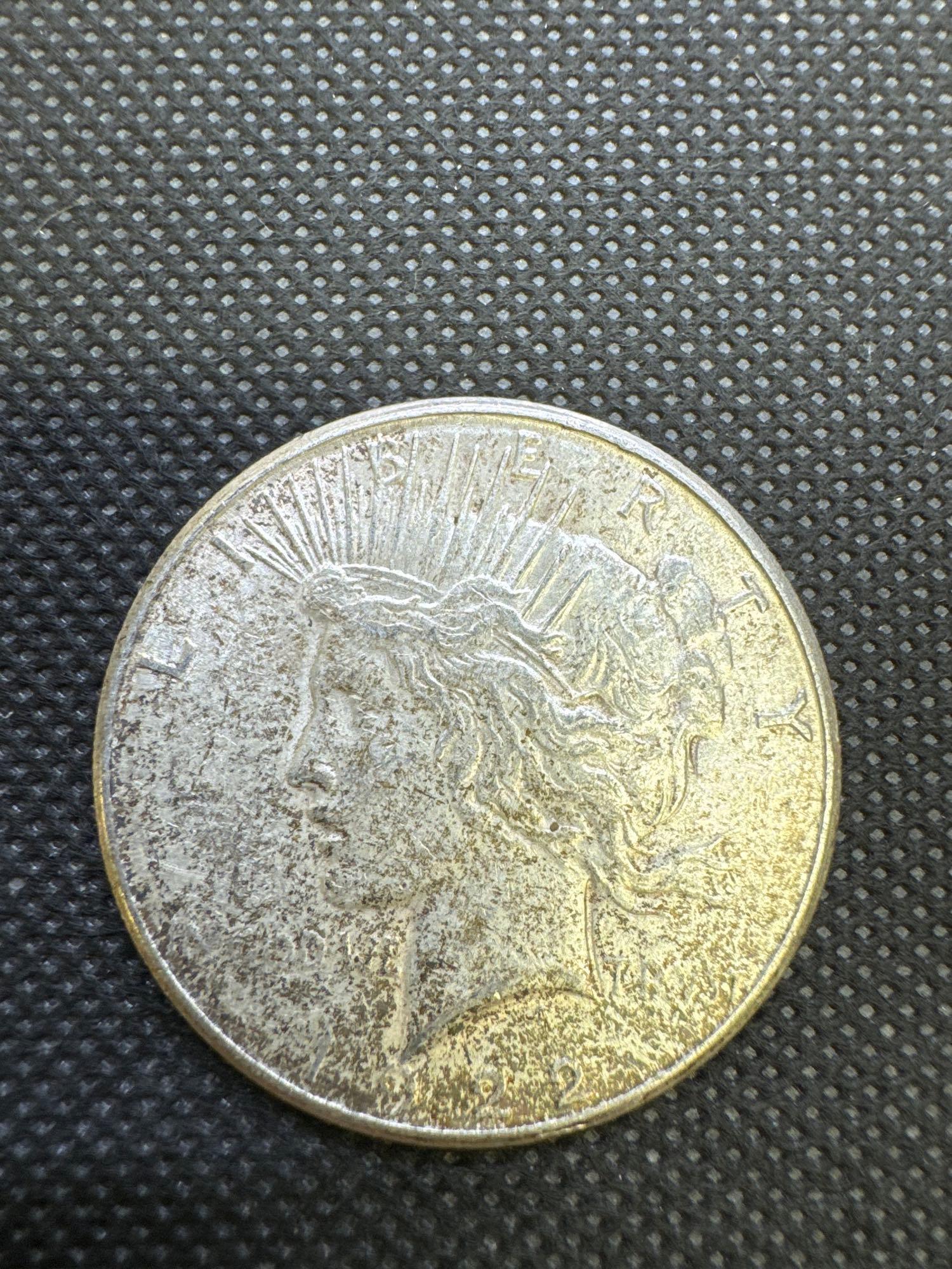 2x 1922-S Silver Peace Dollars 90% Silver Coins 1.88 oz