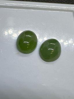Pair Of Green Jade Cabochon Gemstones 2.45 CT