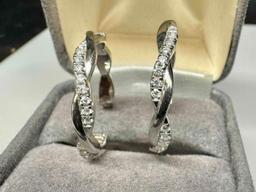 S925 Sterling Silver Moissanite Diamond Earrings with GRA Certificate 5.7g total