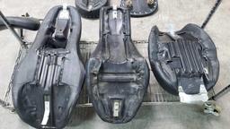 5 Harley Davidson motorcycle seats 1 backrest all black leather 6 pieces total