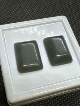 Pair of Green Jade Cabochon Gemstones 16.95 Ct