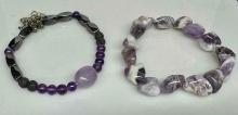 Pair of Amethyst Gemstone Bracelets 59.8g Total