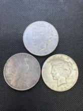 3x 1922 Silver Peace Dollars 90% Silver Coins