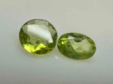 Pair of Green Tourmaline Gemstones Round n Oval Cut 1ct Total