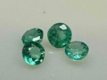 4 Brilliant Cut Emerald Gemstones .59ct Total