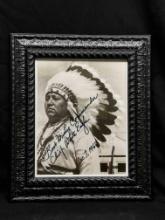 Signed Framed Photograph Chief White Eagle 1966