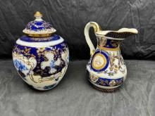 Limoges France Fine Glassware Vase and Pitcher