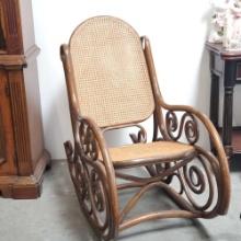 Vintage Brown Cane Wicker Rocking Chair