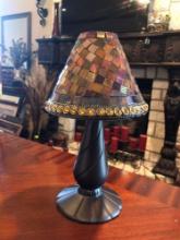 Golden Fusion Candle Lamp with Mosaic Glass Shade - New in Box