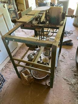 Metal cart with electric grinder and planer