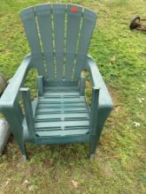 plastic lawn chair and foot stool