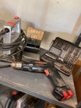 Vintage Saw and drill w accessories
