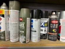 shelf of spray paint