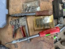 assorted screwdrivers w/ staple gun