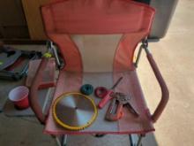 lawn chair with misc items