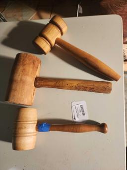 Three wooden mallets